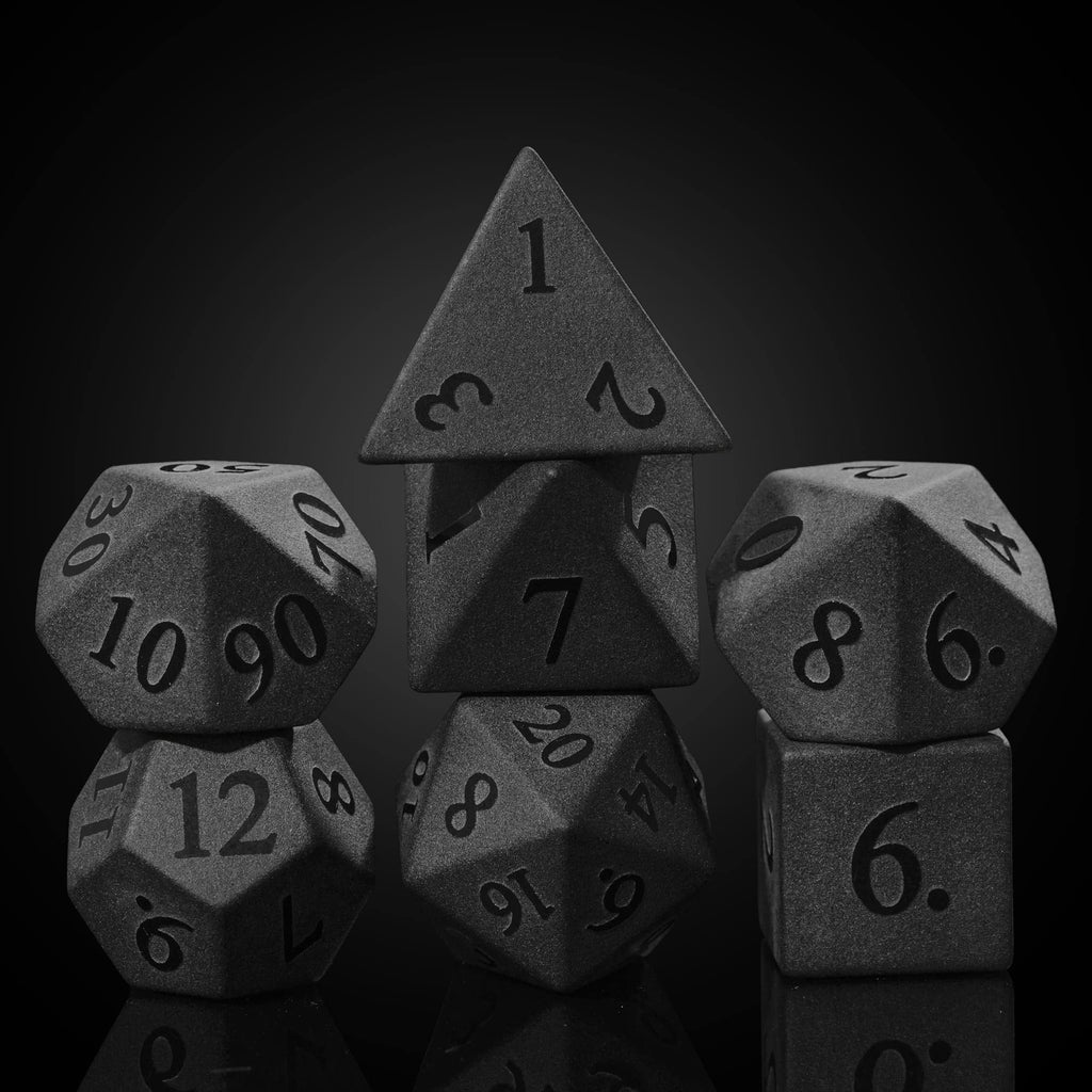 Frosted Obsidian Gemstone Dice Set Stone RPG Dice for Tabletop Games