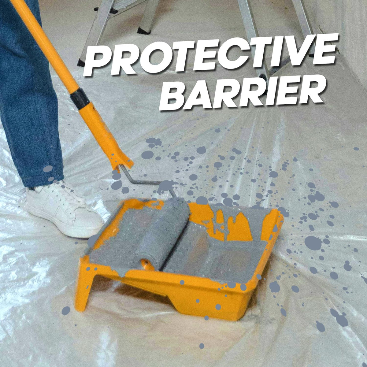 Painter's Plastic Film, 400' Length x 9' Width High, High Density Painters Plastic Sheeting Roll in Box with Dispense
