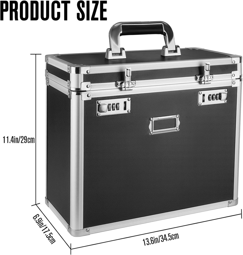 File Organizer Storage Box, Portable Locking Storage Totes - Storage Box with Dual Combination Locks for Filing