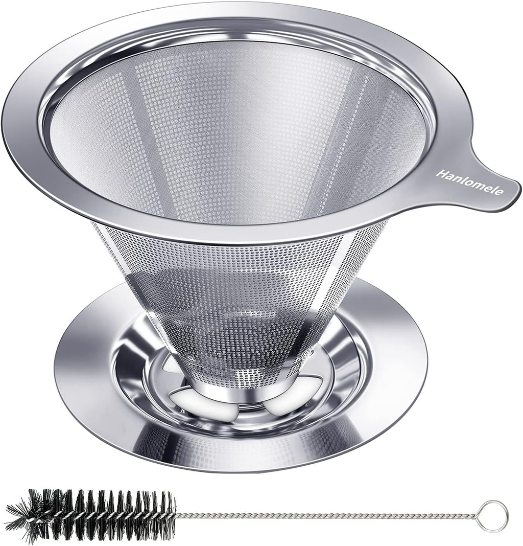 Pour Over Coffee Dripper, Paperless Reusable Coffee Filter, Pour Over Coffee Maker for Single Cup Brew, Double Mesh