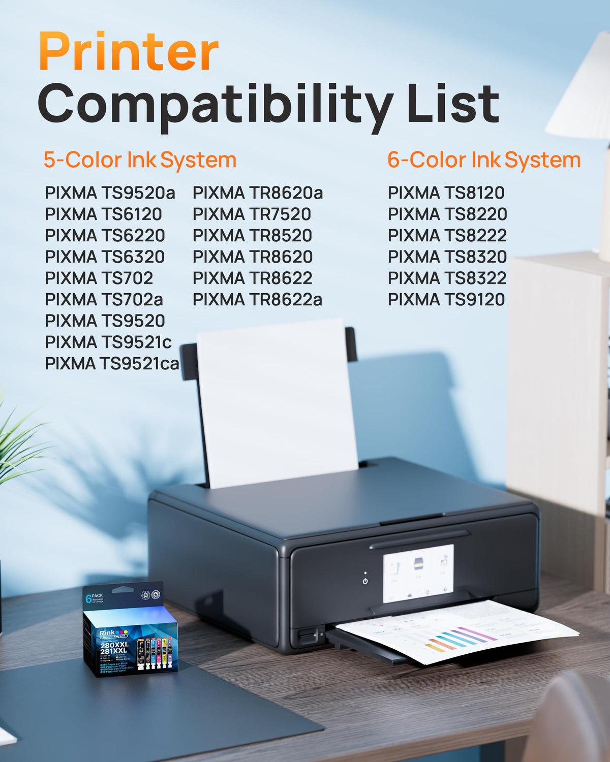 TS9120 Ink Cartridges Replacement for Canon 280 281 Ink Cartridges