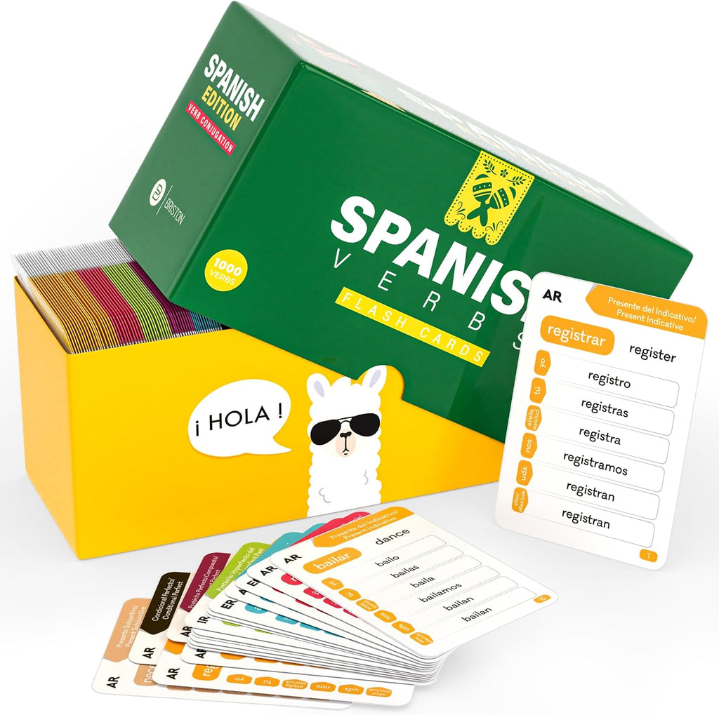 Spanish Verb Conjugation Flash Cards – 1,000 Verbs, 9 Tenses for Study | Back to School Spanish conjugation cards for