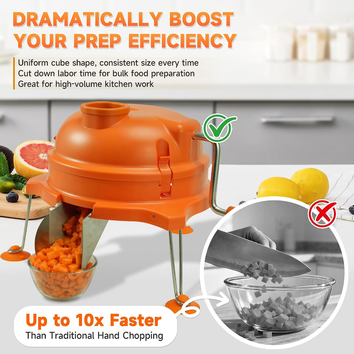 CL003 Commercial Vegetable Dicer with 1/4" x 1/4" Food Prep Cutter for Dynamic CL003 Dynacube Manual Tabletop Cuber