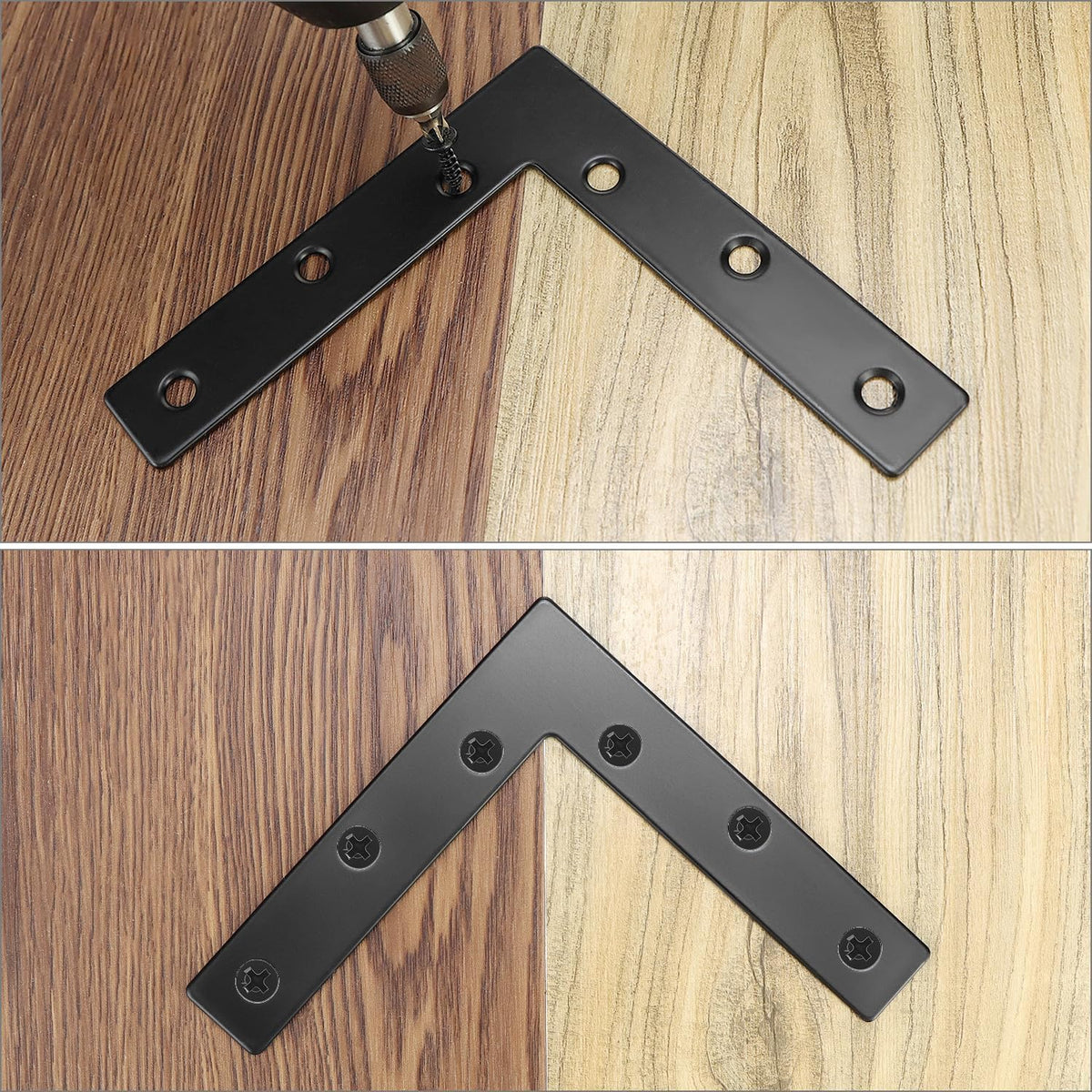 Flat L Brackets for Wood, 8 Pack Heavy Duty Brace Corner Brackets, 120mm x 120mm x 2mm