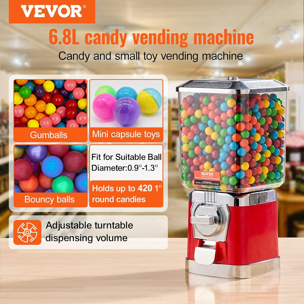 Gumball Machine for Kids, 17"H Home Candy Vending Machine, PC Gumball Dispenser, Bubble Gum Machine for Game Stores