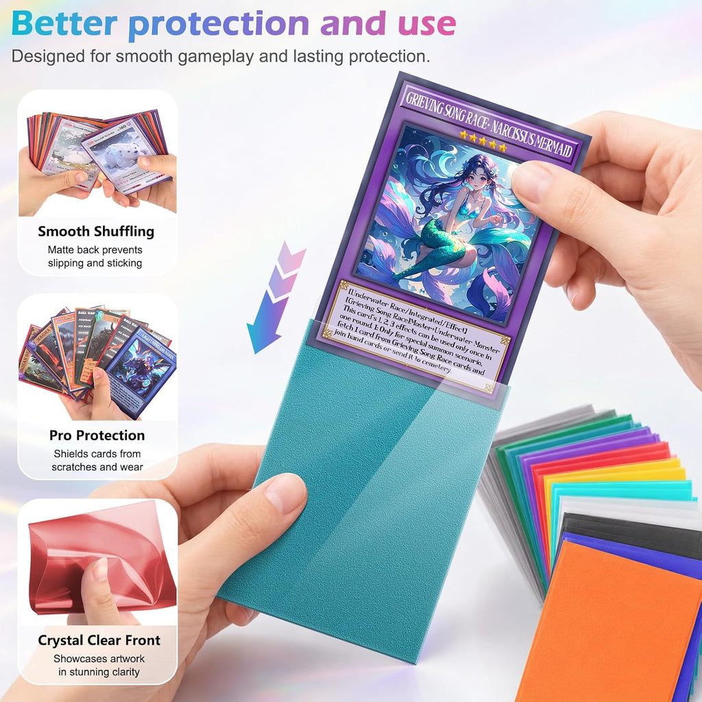 500 Count Card Sleeves Toploaders for Trading Cards, 5 Colors Soft Baseball Card Sleeve for Standard Cards, Fit for