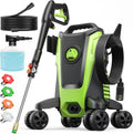 Electric Pressure Washer 4800PSI 2.5 GPM High Power Washer with 4 Lockable Swivel Wheels, Foam Cannon, 4 Nozzles