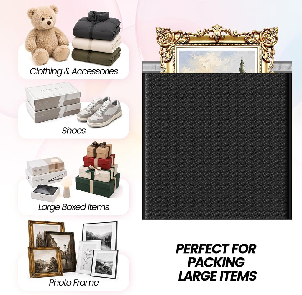 Bubble Mailers 24x24" 15 Pack Black Extra Large Padded Envelopes
