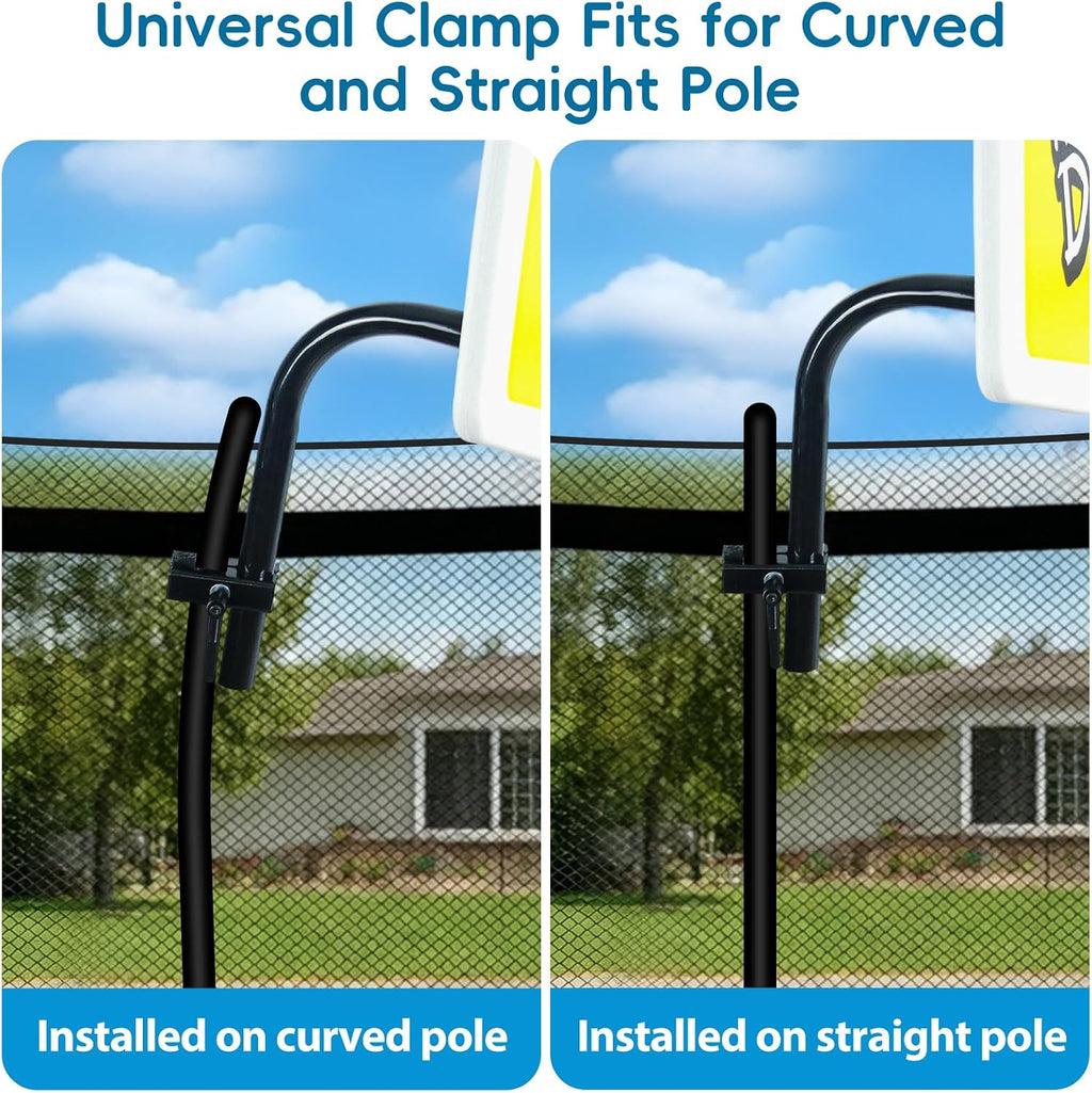 Trampoline Basketball Hoop, Universal Trampoline Accessories, Fits Straight Pole & Curved Pole, Upgraded Basketball