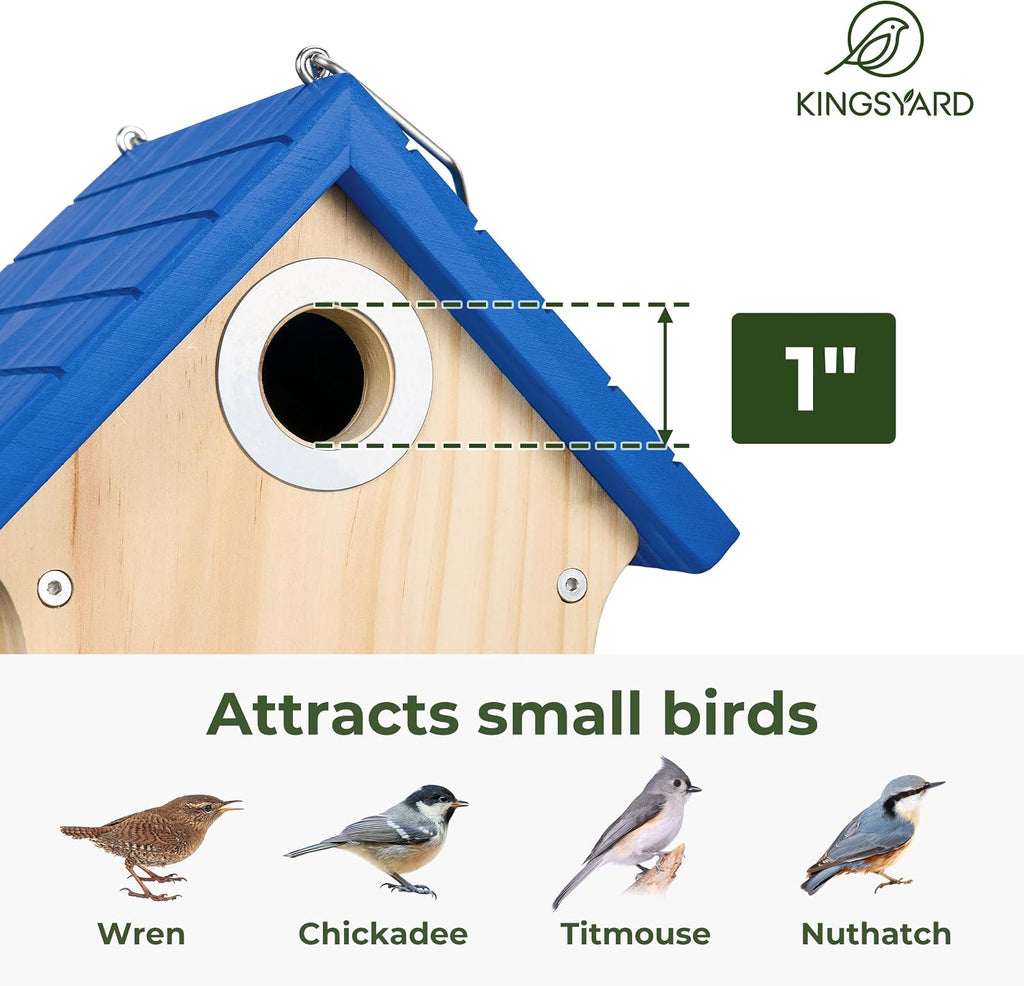 Cedar Hanging Bird House with Metal Predator Guard for Wren