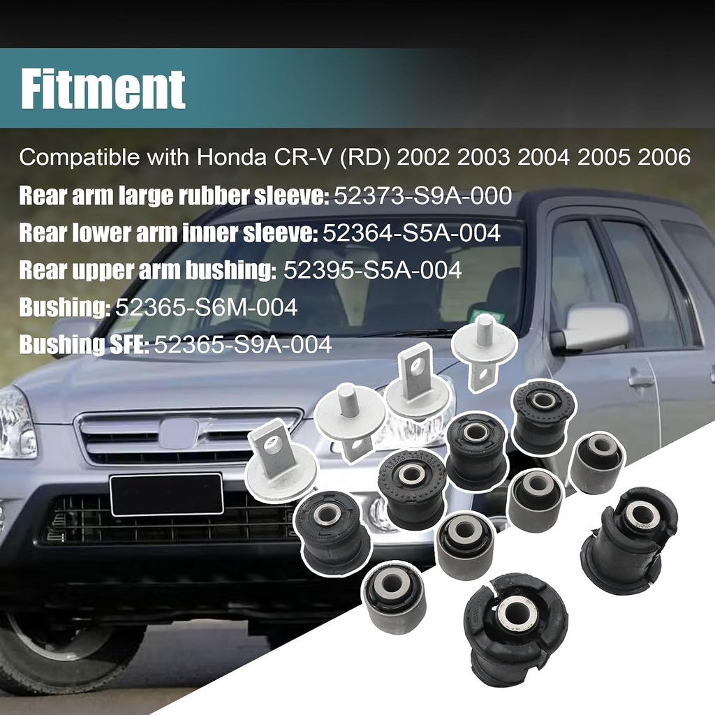 GXARTS 14 Pcs Rear Axle Control Trailing Arm Bushings Kit 52373S9A000 52364S5A004 52395S5A004 52365S6M004 Compatible with Honda CR-V CRV 2002-2006