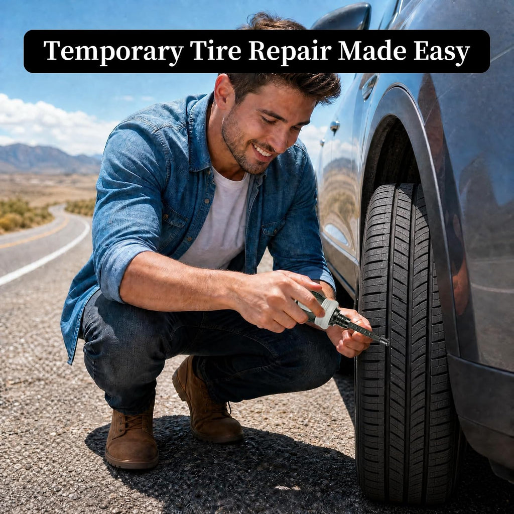 Tire Repair Kit, 60PCS Rubber Tire Repair Plugs, 3-in-1 Ratchet Tool | With Screwdriver, Needle Nose Pliers & EVA