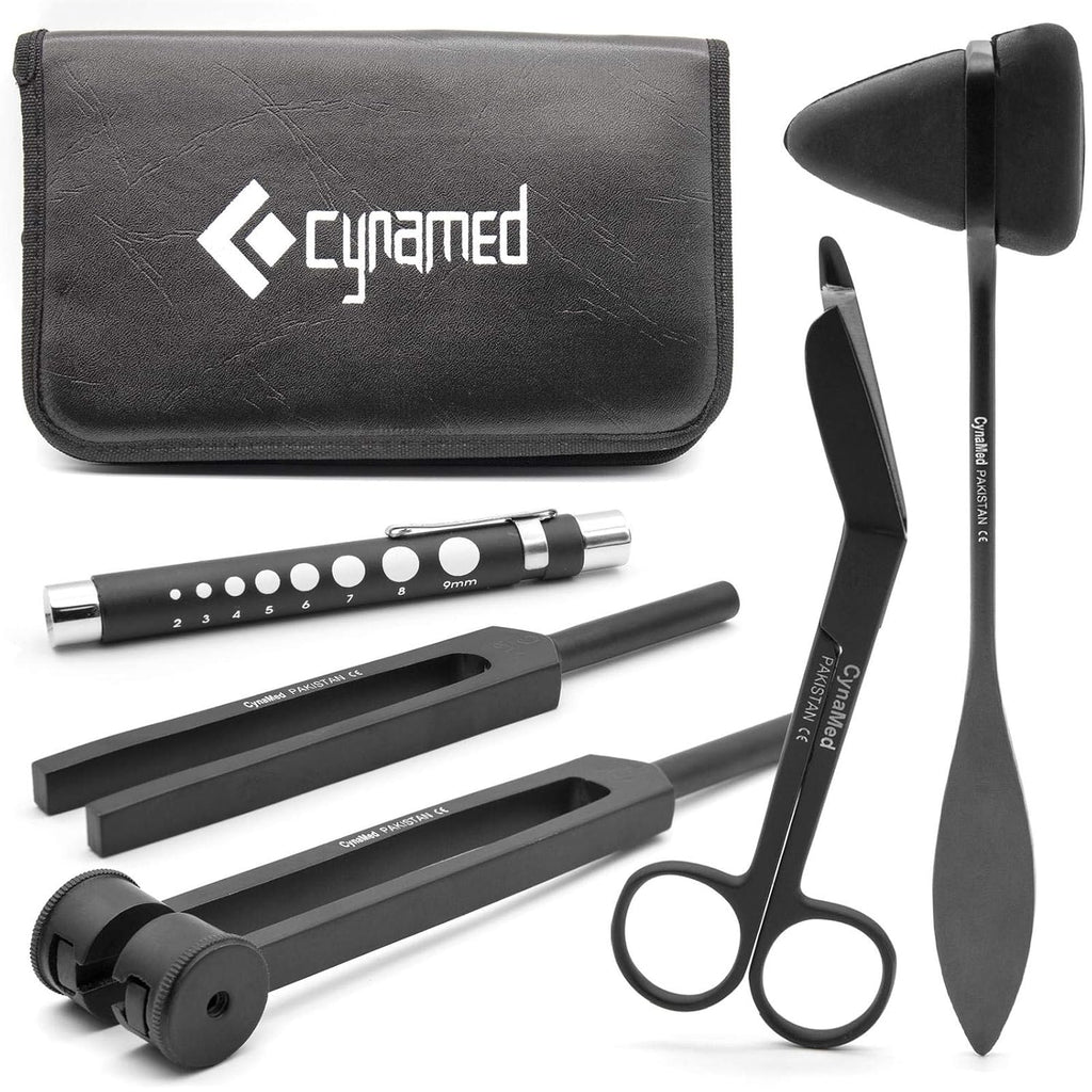 Medical Student Diagnostic Kit - Includes Reflex Hammer, Tuning Fork Set C 128hz and C 512hz, Bandage Scissors 5.5