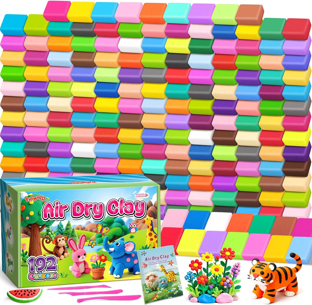 Air Dry Clay 192 Colors, Modeling Magic Clay Gift for Kids | Clay Set, 5 Sculpting Tools, Arts Crafts Gift