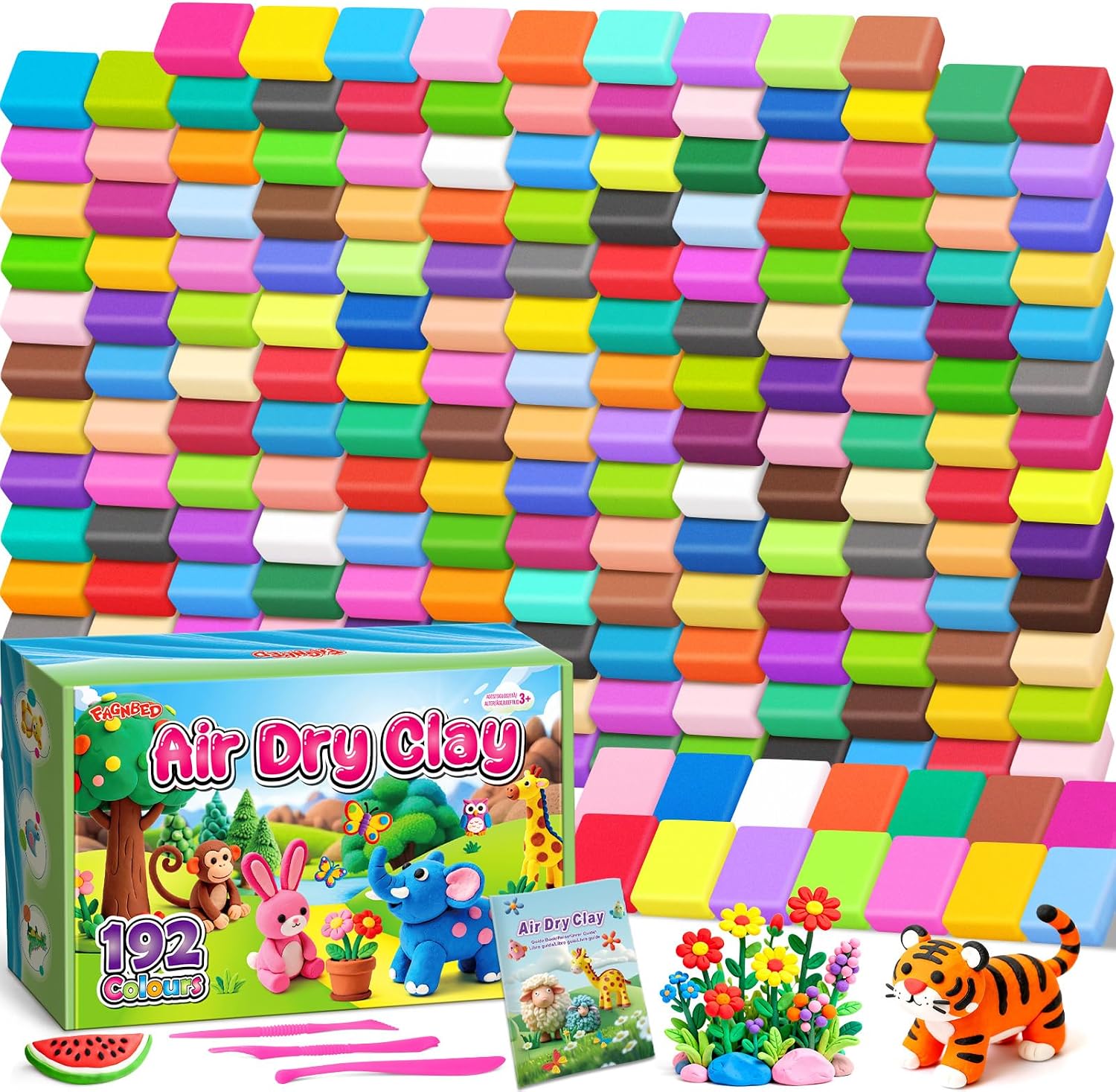 Air Dry Clay 192 Colors, Modeling Magic Clay Gift for Kids | Clay Set, 5 Sculpting Tools, Arts Crafts Gift