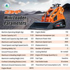 DS360,Mini Skid Steer Loader 23HP Gas Powered Stand On Compact Track Loader