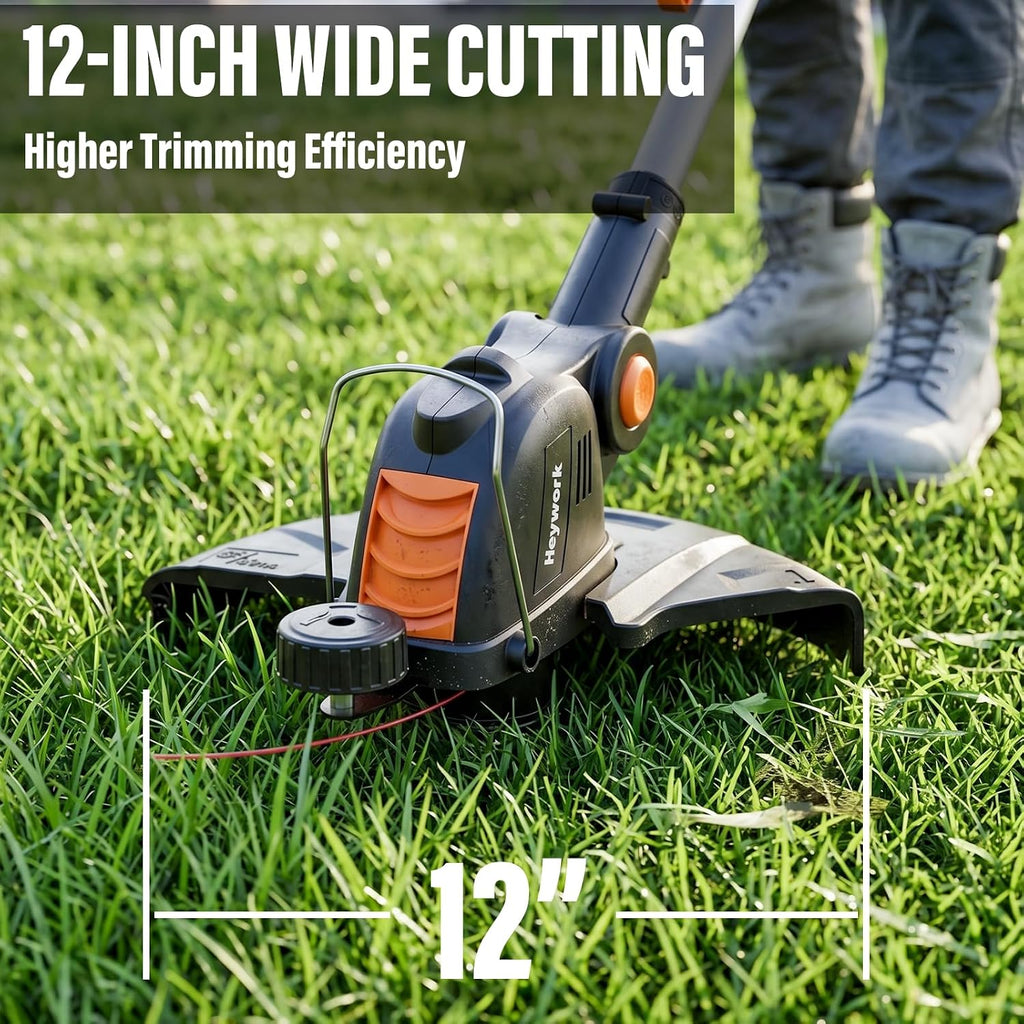 20V 12-Inch Cordless String Trimmer, Weed Wacker & Edger | Auto feed weed wacker with 8 spools for lawn edges, garden