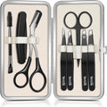 Tweezers for Men, 8 in 1 Professional Eyebrow Tweezers Kit with Eyebrow Trimmer & Scissors, Razor, Brush, Skin Care