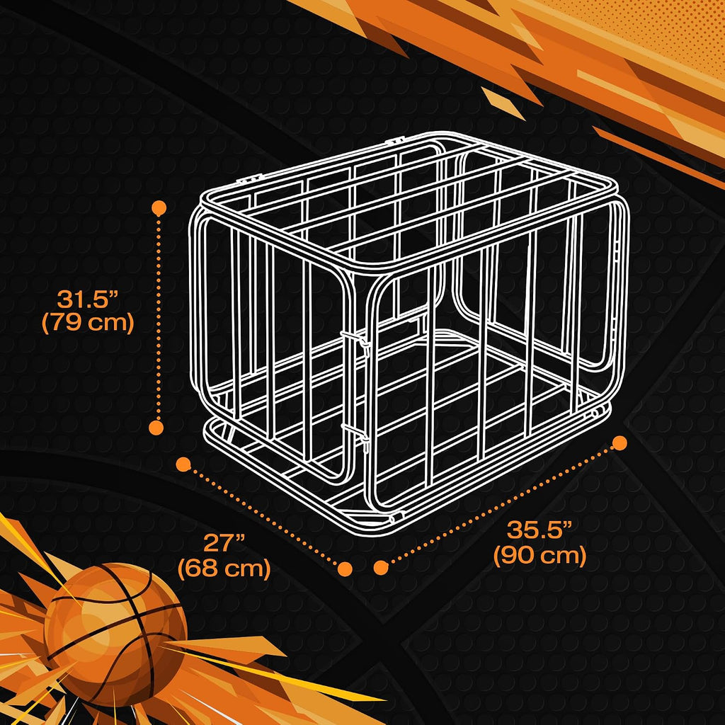 Ball Cart, Ball Storage, Basketball Cart, Volleyball, Large Metal Basket | Houseables Basketball Storage Bin, Sports