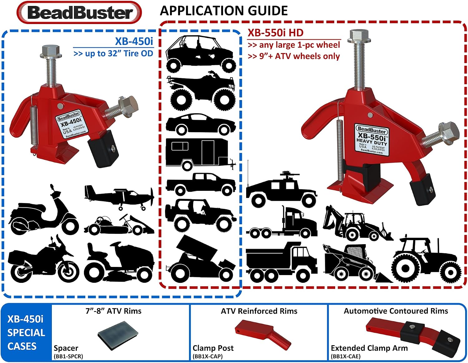 XB-450i Bead Breaker MADE-IN-USA for ATV/Motorcycle / 4x4 / Truck/Auto/Lawn Mower
