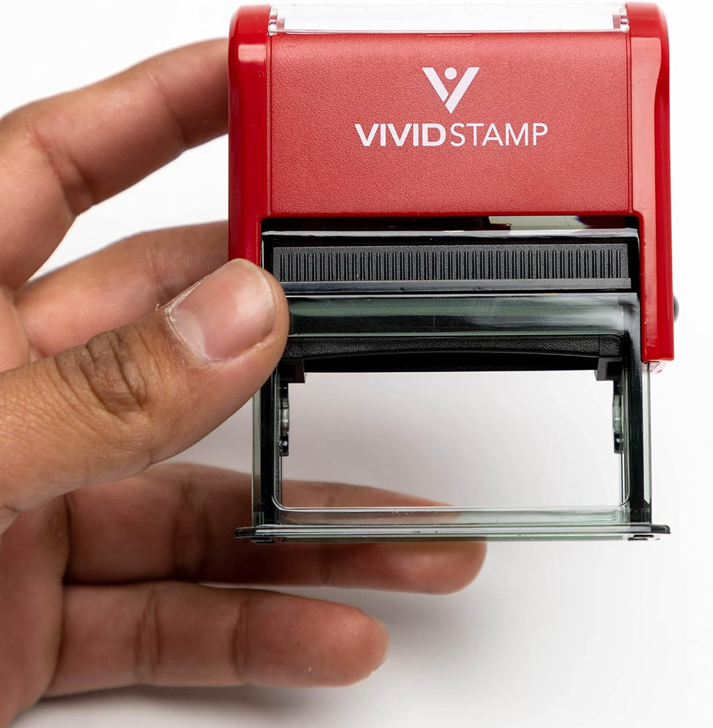 Invoice Enclosed Self Inking Rubber Stamp (Red Ink) - Medium