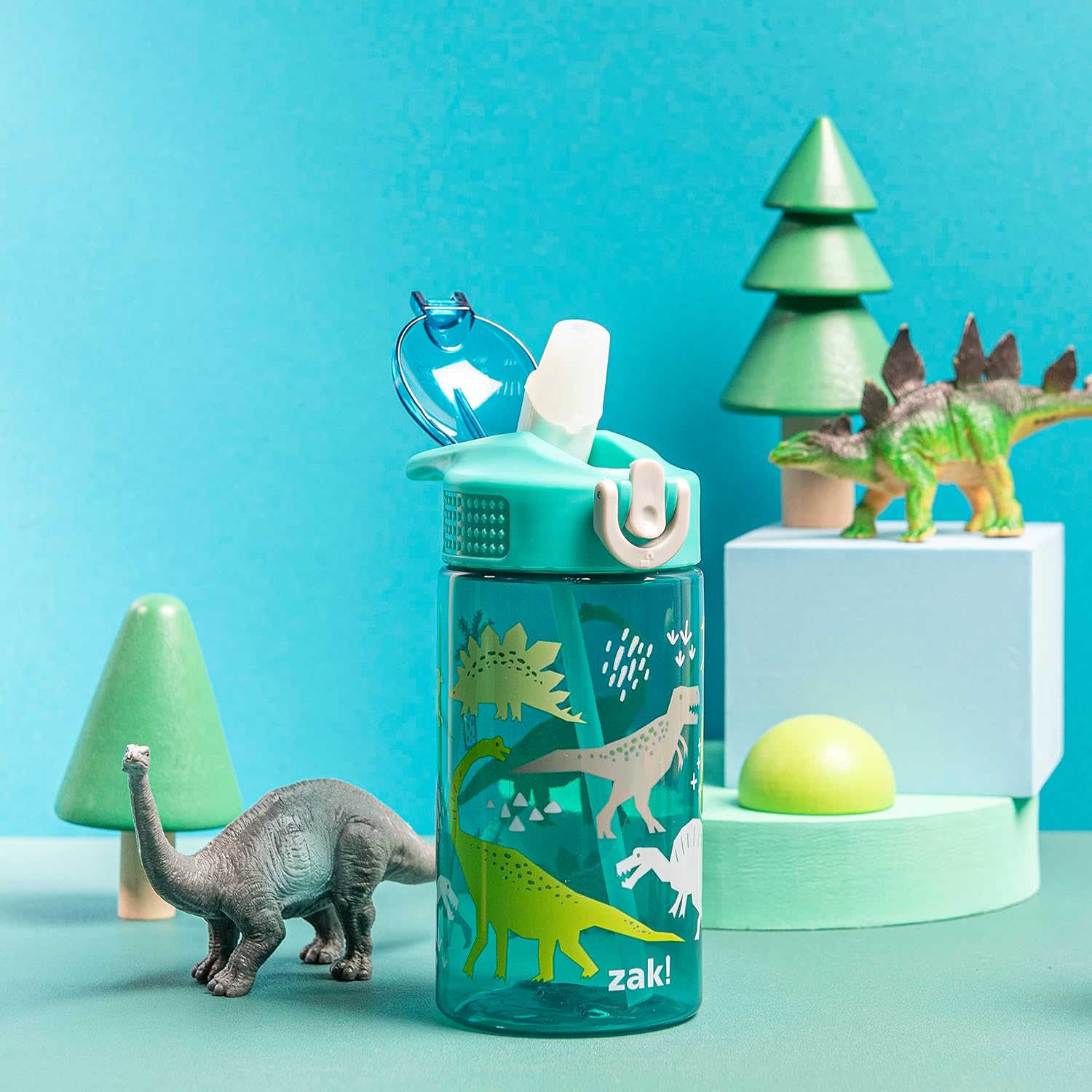 Dinosaur 16oz Leak-Proof Straw Kids Water Bottle, Plastic