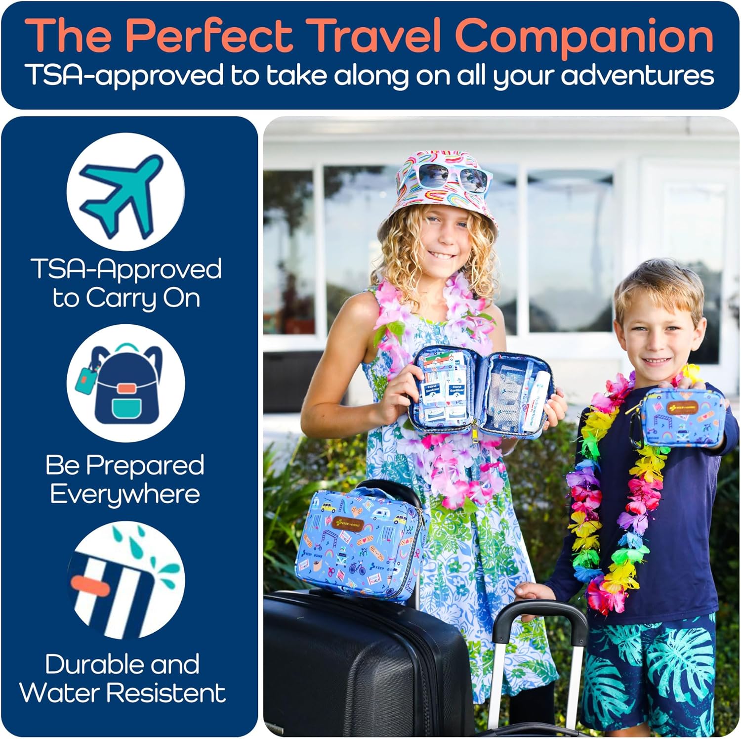 KeepGoing Travel First Aid Kit for Kids – 130 Pc. for Car, Home, Purse, Diaper Bag & Backpack with Latex-Free