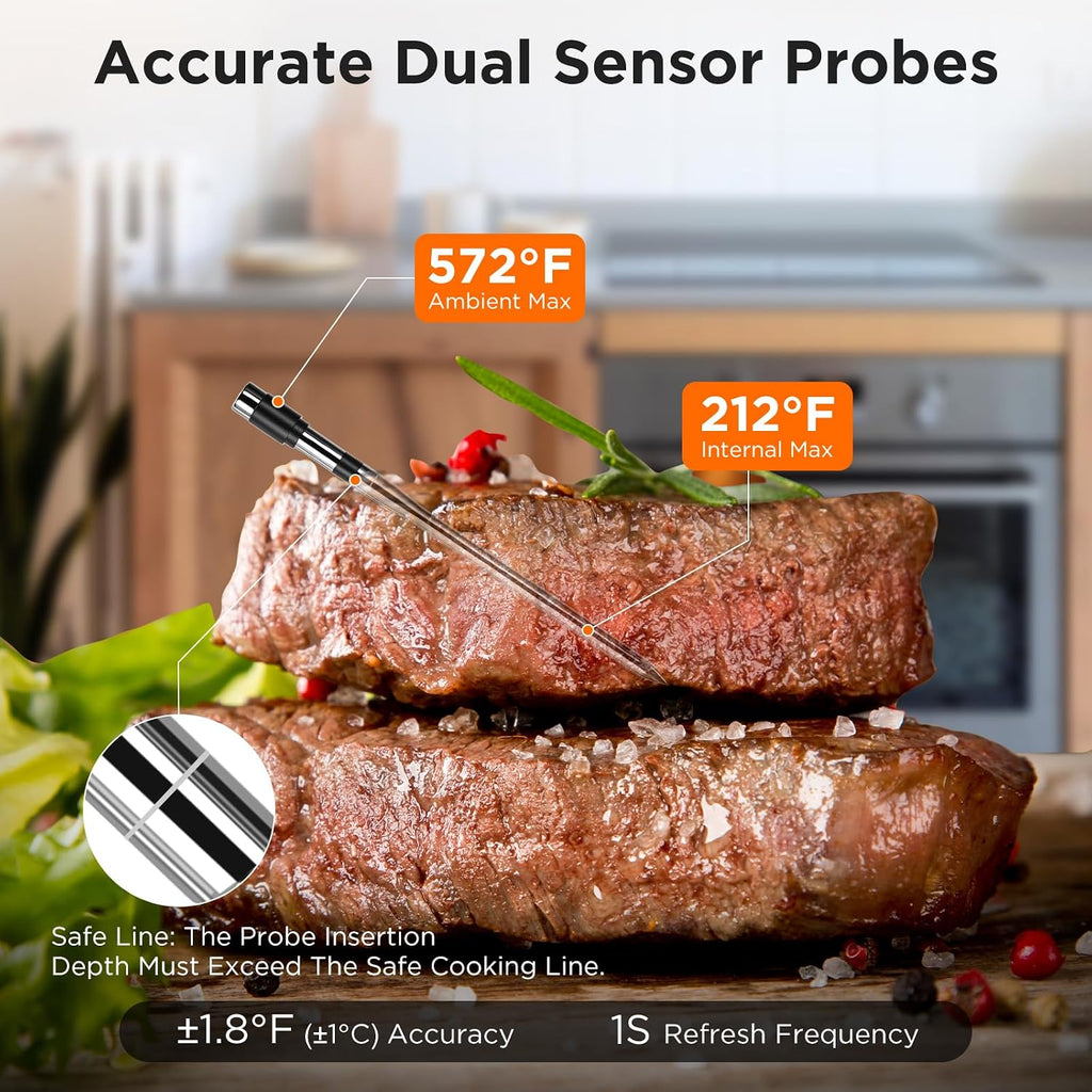 Bluetooth Meat Thermometer with Smart APP, 800FT Wireless Range