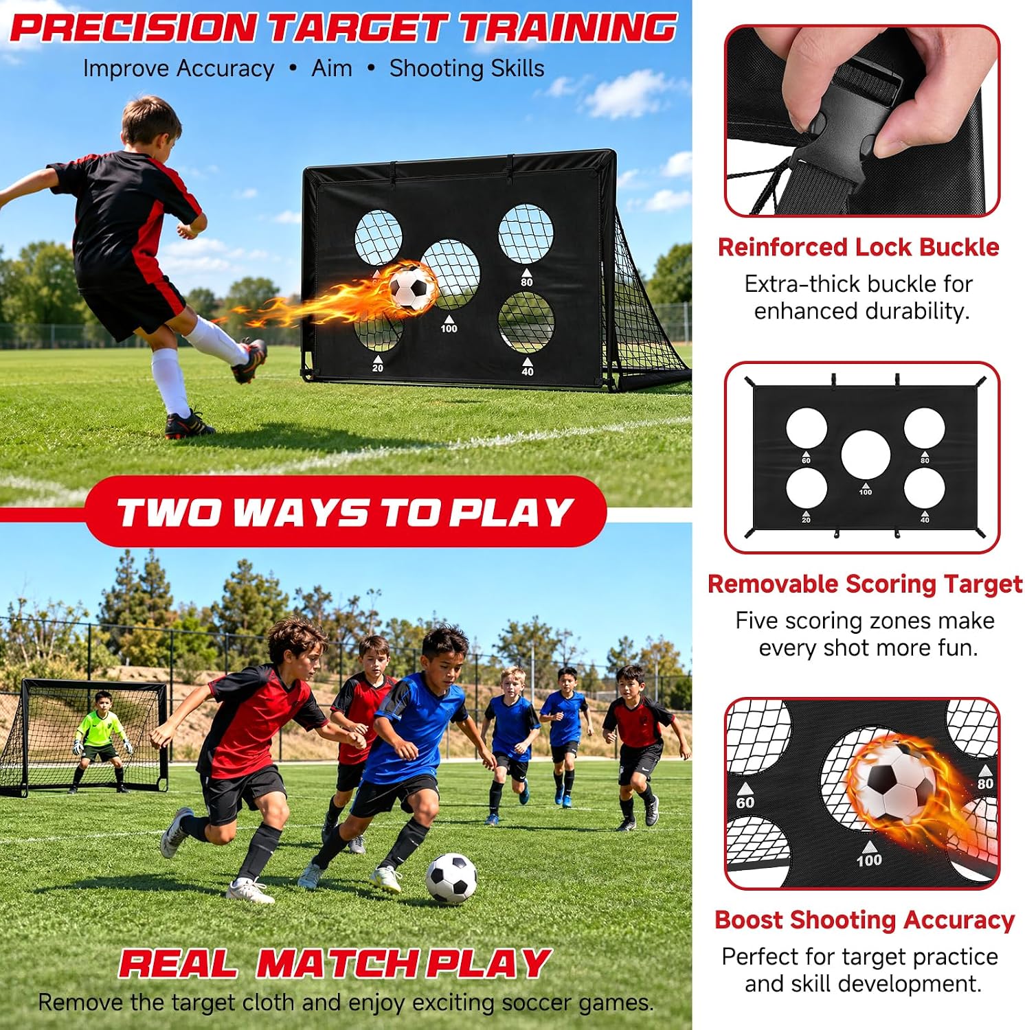 Soccer Goal,Backyard Soccer Goals for Kids 2 Pack,4x3/6x4 FT Portable Toddler Soccer Nets with Target,Ball &