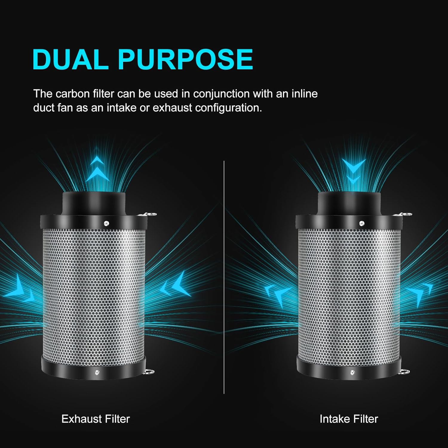 4" Air Filtration Kit: 4 Inch Inline Duct Fan with Speed Controller, 11.8" High Carbon Filter, 8 Ft Ducting & Rubber
