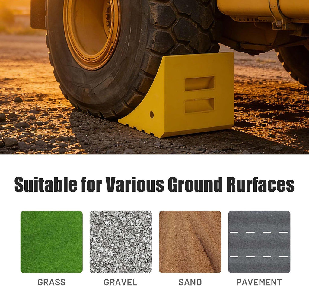 Extra Large Wheel Chocks for Tires Under 58" 180 Ton Load Capacity