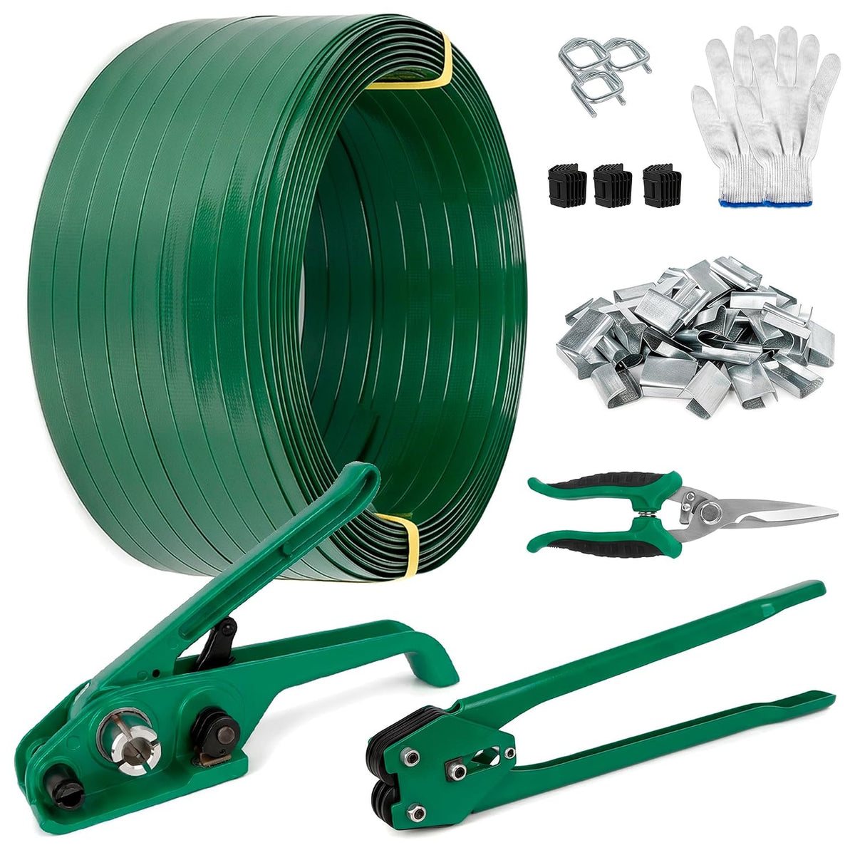5/8" x 1000' PET Banding Strapping Kit with Tensioner and Sealer