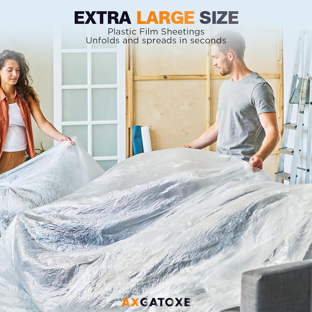 12 x 9 Ft Plastic Drop Cloths for Painting (10-Pack)