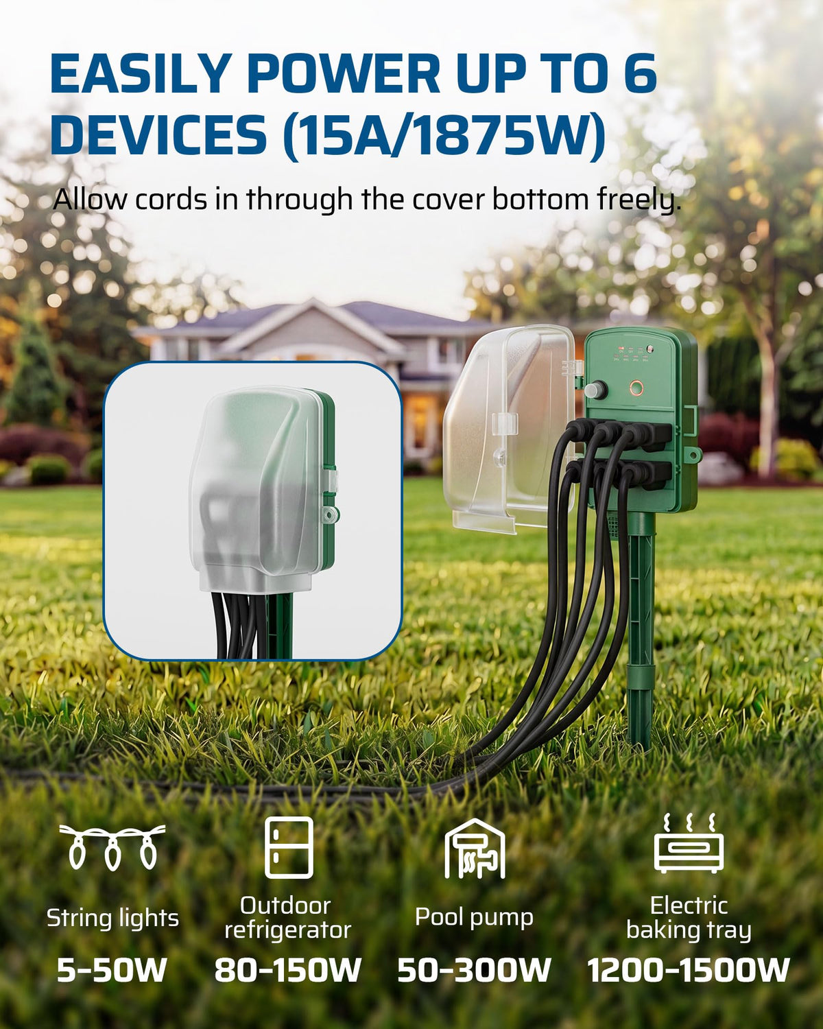 DEWENWILS Outdoor Power Stake Timer, Waterproof Dusk to Dawn Timer