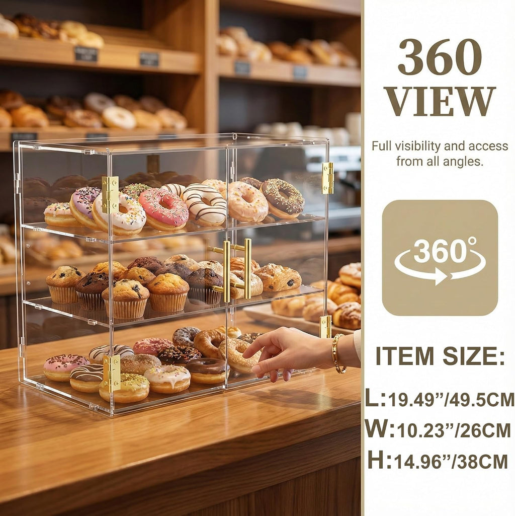 3 Tiers Countertop Bakery Display Case