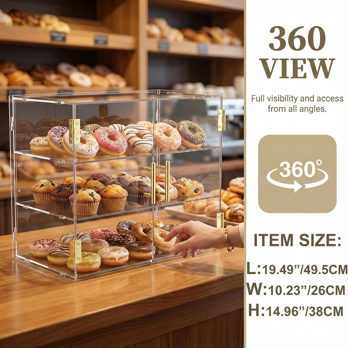3 Tiers Countertop Bakery Display Case