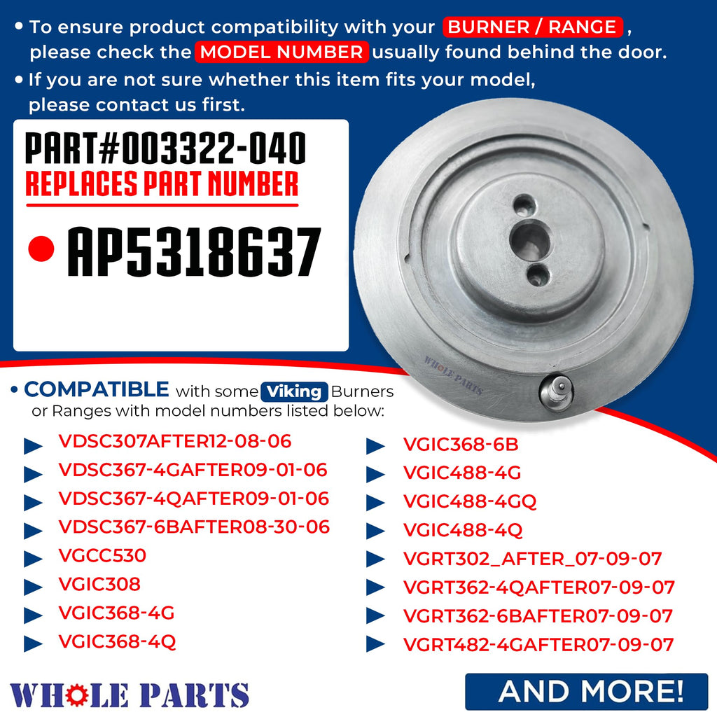 Whole Parts Upgraded Range Burner Base with Ignitor Part# 003322-040