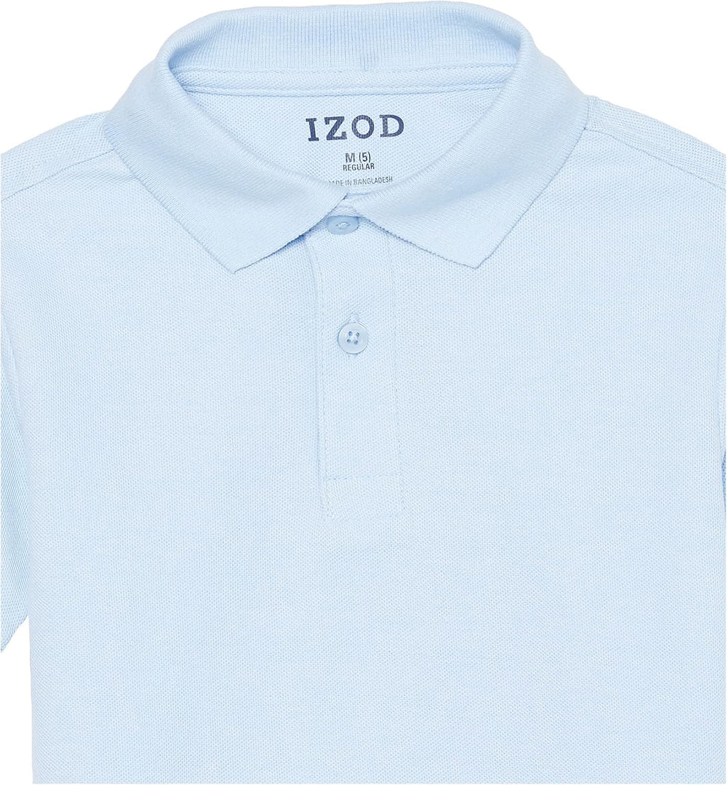 Boys' School Uniform Short Sleeve Polo Shirt, Button Closure, Comfortable & Soft Pique Fabric