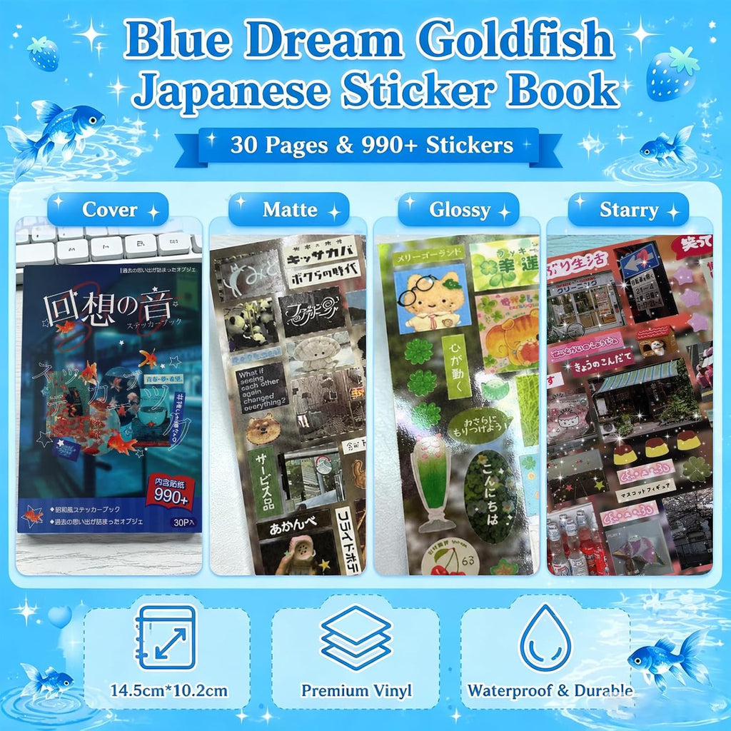 990Pcs Japanese Sticker Book for Scrapbook Junk Journal Supplies Heisei Retro Comic Books Style Kawaii Korean Sticker
