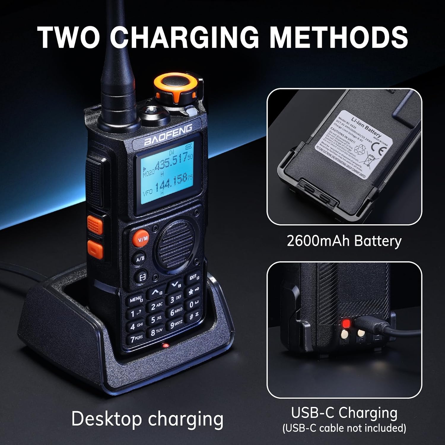 K6 Tri-Band Handheld Ham Radio, Dual 2600mAh Battery Radio | UHF/VHF/1.25M/NOAA/FM/Air Receiver, 999CH, Earpiece