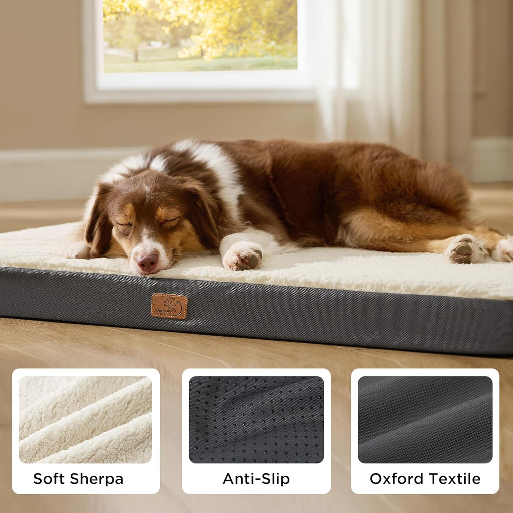 Dog Beds Large Sized Dog - Comfy Flat Pet Beds with Removable Washable Cover, Orthopedic Egg Crate Foam Puppy Mat