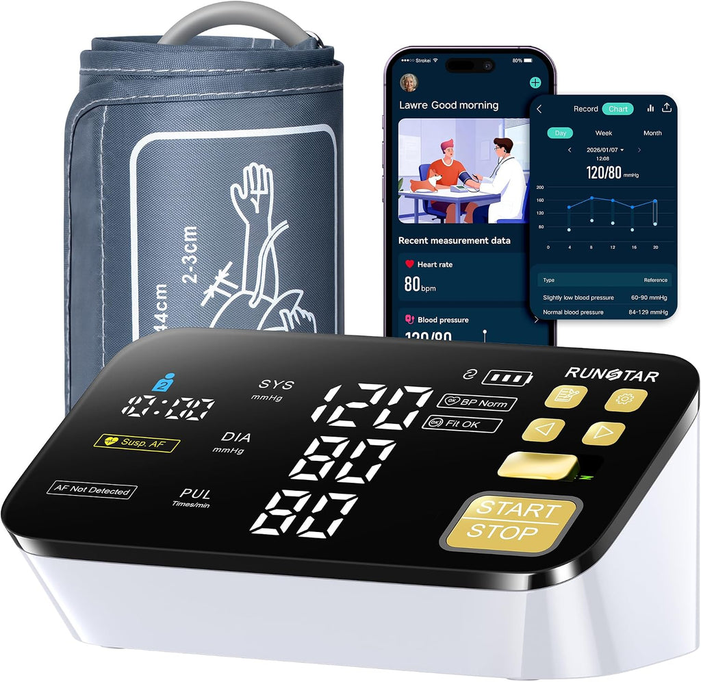 Smart Blood Pressure Monitor for Home Use, with Wide Upper Arm Blood Pressure Cuff (8.6'' -17.3''), FSA&HSA Eligible