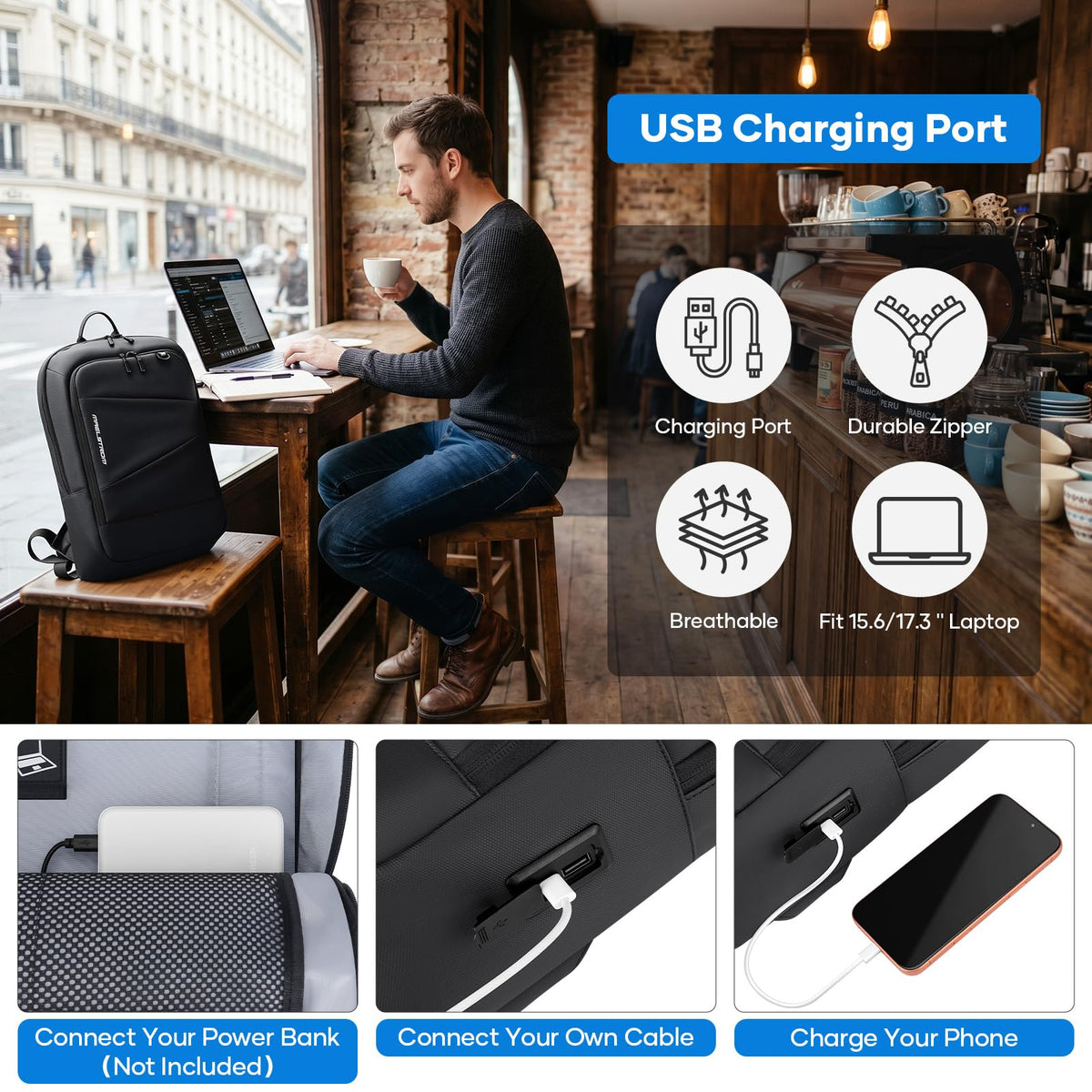 15.6 Inch Laptop Backpack, Lightweight Waterproof Business Bag