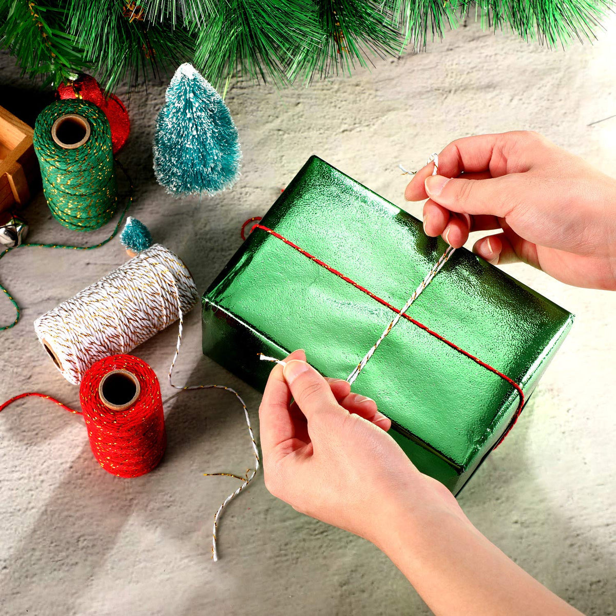 984 Feet Christmas Twine String for Crafts Bakers Cotton Twine Decorative Jute Metallic Gift Wrapping Rope Cord for