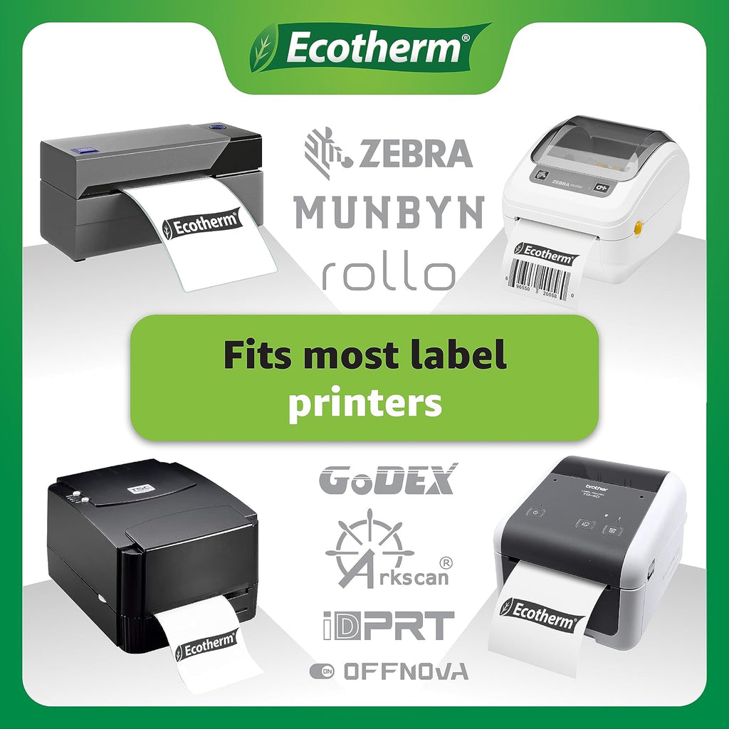 2.25" x 1.25" Thermal Labels | 4 Rolls | 1,135 Labels/Roll | 4,540 Total | fits Zebra, Munbyn, Rollo, Godex, Arkscan