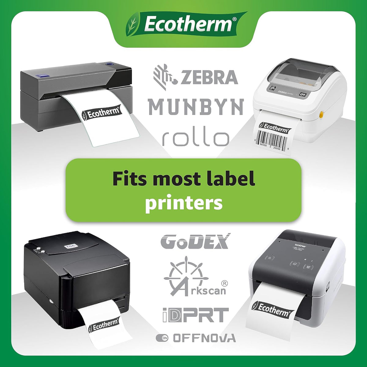 2.25" x 1.25" Thermal Labels | 4 Rolls | 1,135 Labels/Roll | 4,540 Total | fits Zebra, Munbyn, Rollo, Godex, Arkscan
