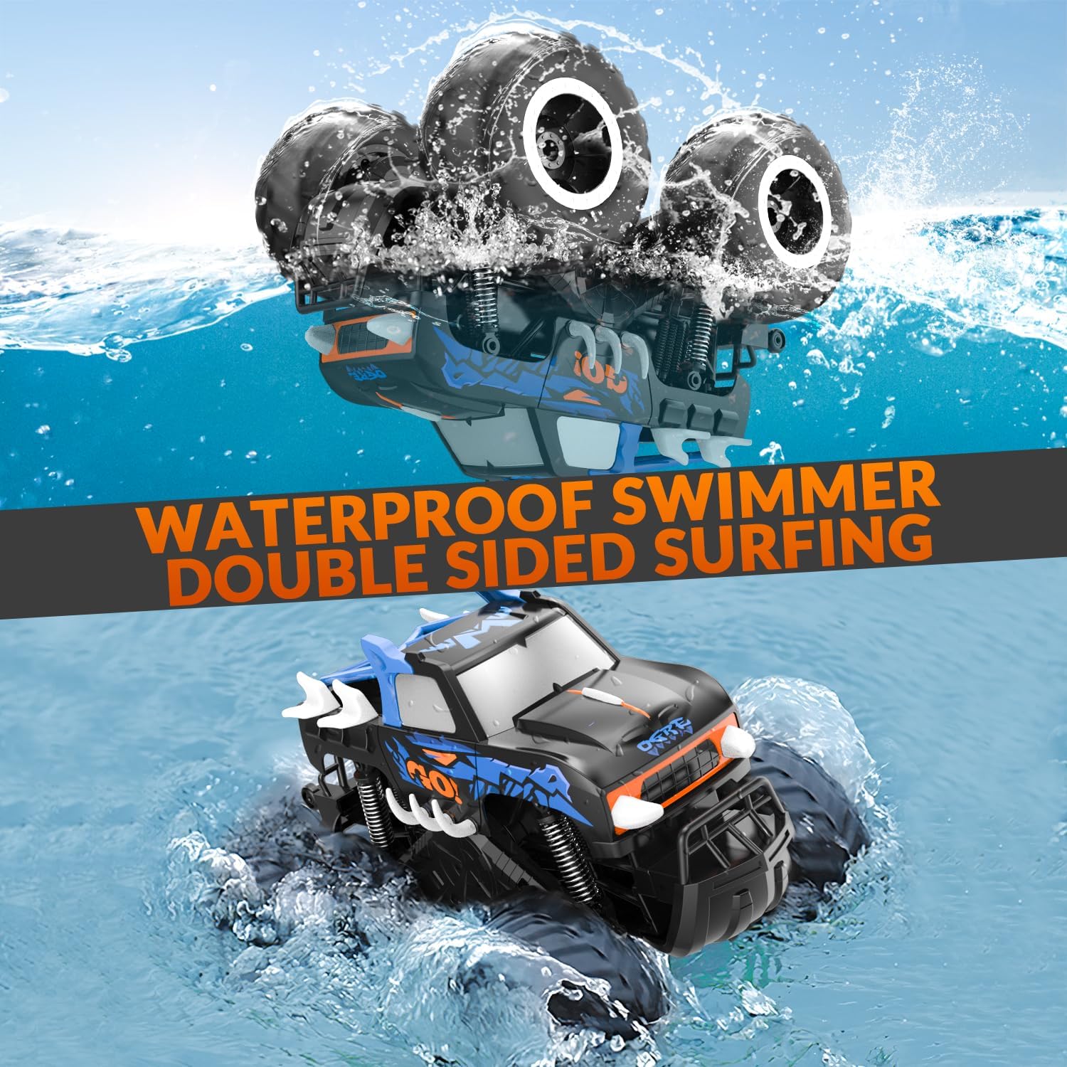 1:16 Amphibious Monster Truck All Terrain RC Car Toys | 2.4GHz 4WD Waterproof Remote control car, Double-Sided
