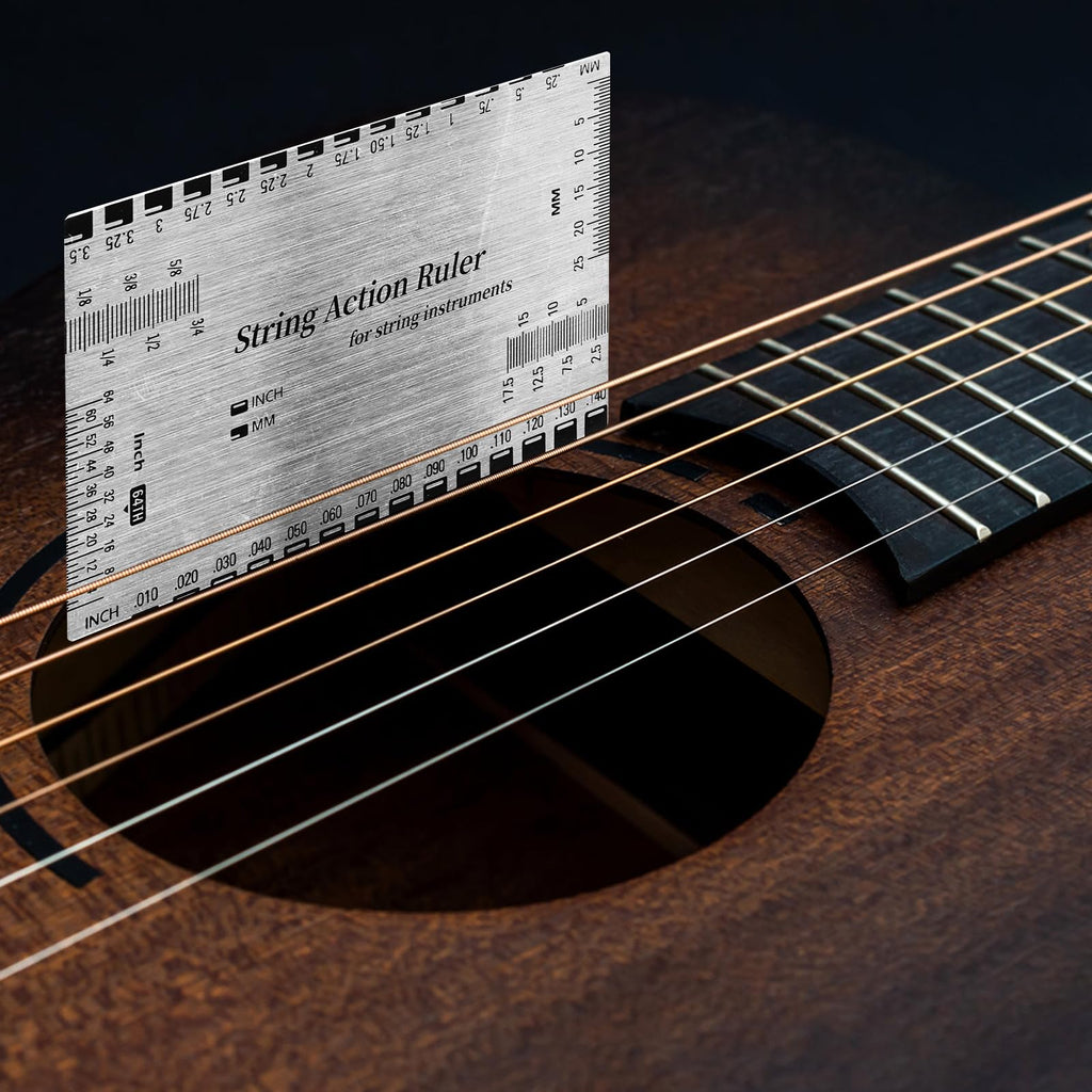 Guitar String Action Gauge Ruler, Stainless Steel Luthier Setup Tool