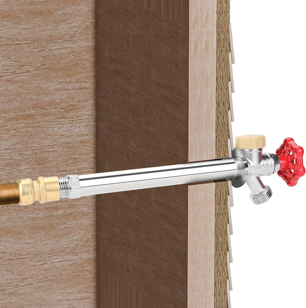 12 Inch Frost Free Sillcock, 1/2 Inch Push-to-Connect x 3/4 Inch MHT, No Lead Brass Frost Proof Outdoor Faucet Bib