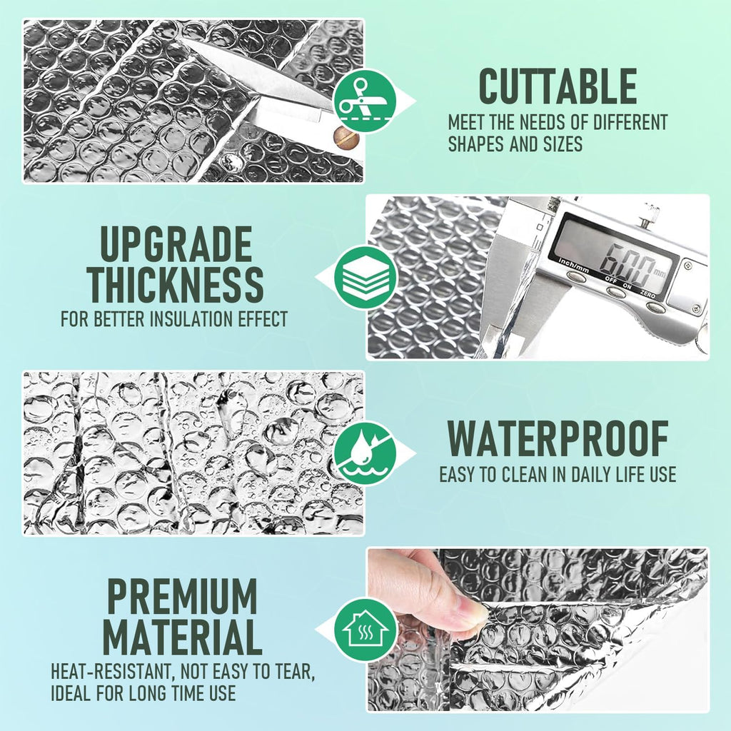 16p 24"x47" Garage Door Insulation Kit, 6mm Double Bubble Reflective Foil